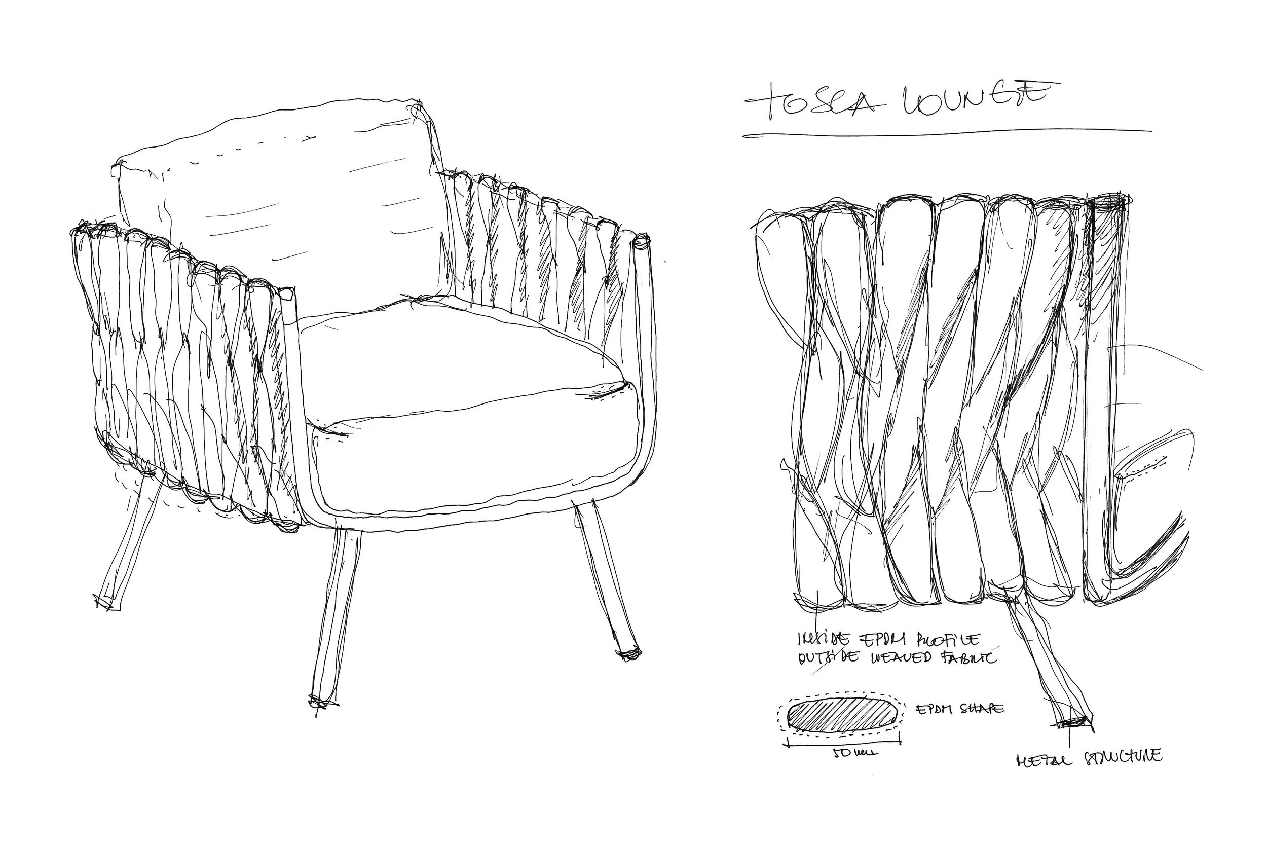 Tosca club chair - Sketch - Monica Armani for Tribù