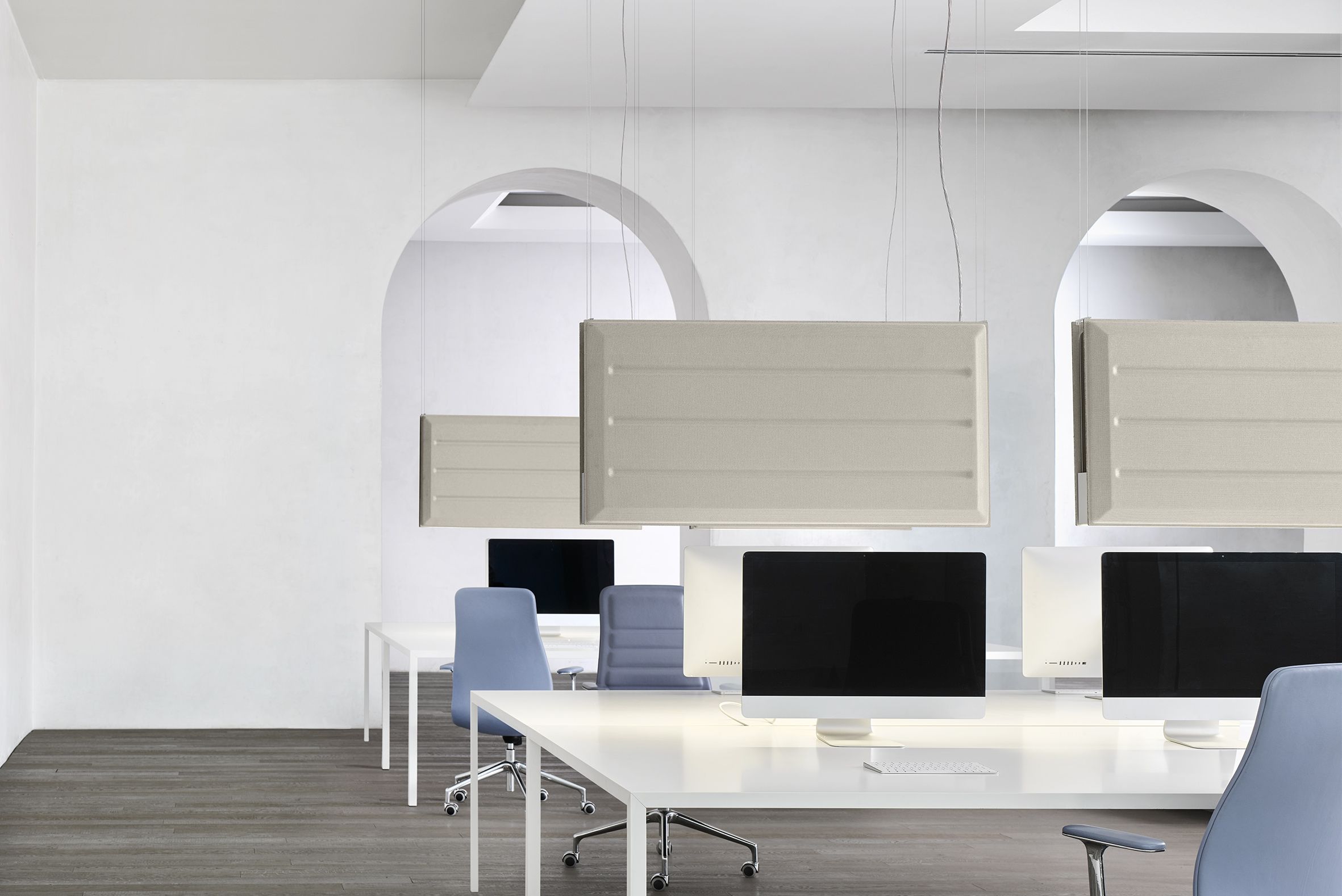 Diade lighting and sound absorption system by Monica Armani for Luceplan